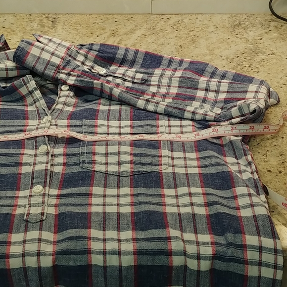 COPY - Flannel popover tunic, blue & white check with red - Picture 6 of 7